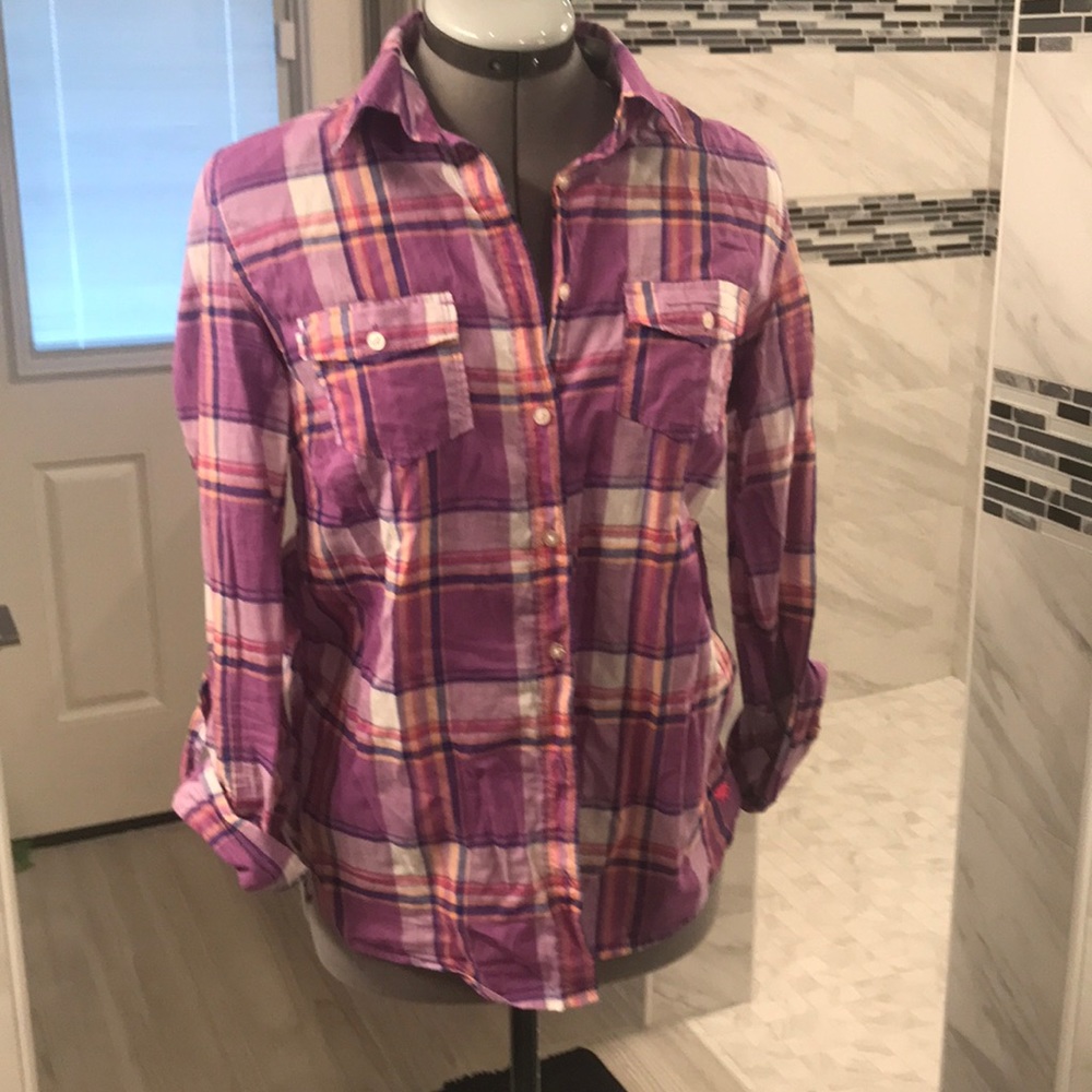 Purple Plaid Button Up